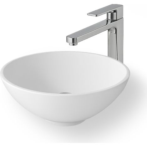 COPPA Lavabo redondo de pedestal en Solid surface 38 cm - Lavabos de baño