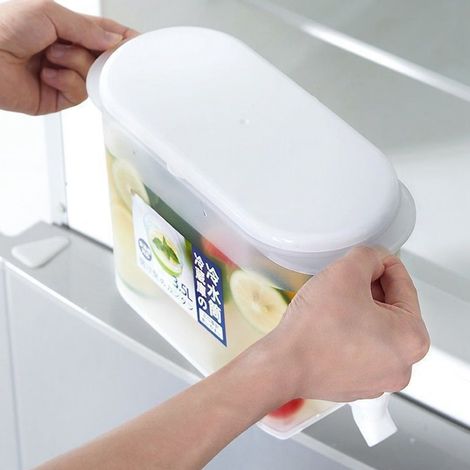 Pichet à eau de style minimaliste moderne avec robinet intégré, idéal pour préparer de l'eau citronnée, des jus de fruits et pour le réfrigérateur seau en plastique ménager. (1/5)