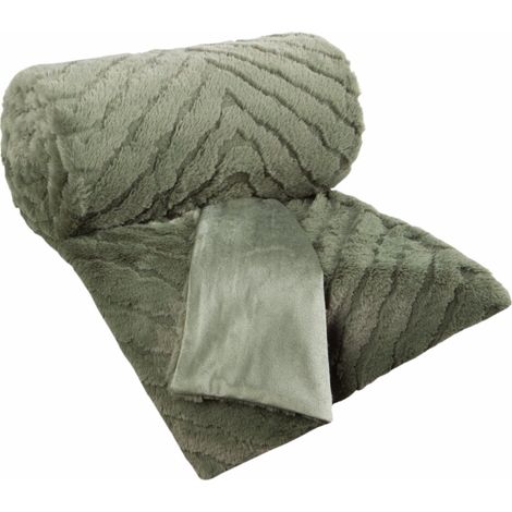 Coperta in pelliccia Kate color oliva 150x200 cm (1/5)