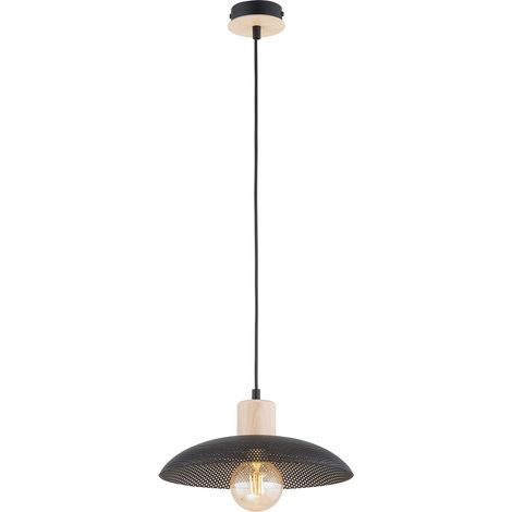 Sospensione Nordica Kobe 1 Luce In Legno E Acciaio Nero (1/5)
