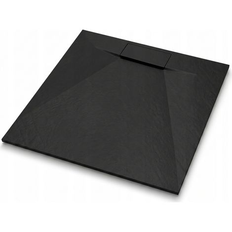 Receveur de douche - 80 x 80 cm - Profil bas - SMC - Noir - Avec siphon (1/5)