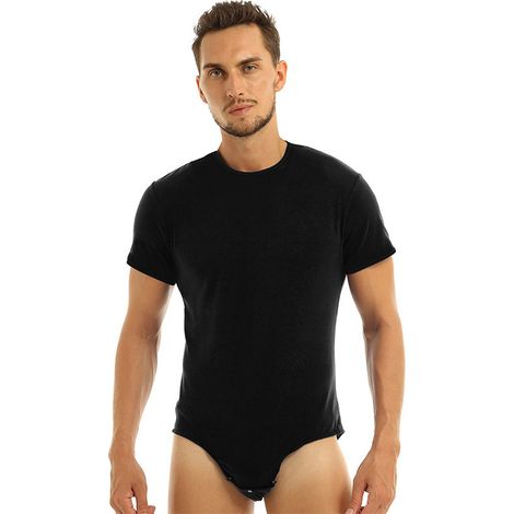 Homme Adulte Body Amincissant Musculation T-Shirt Col Rond Manches Courtes Sous-vêtement Body Integral Pression Caleçon Combinaison Une Pièce (1/3)