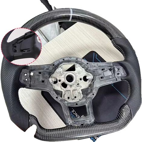 Funda para volante, fibra de carbono, fácil instalación, con orificios. (1/2)