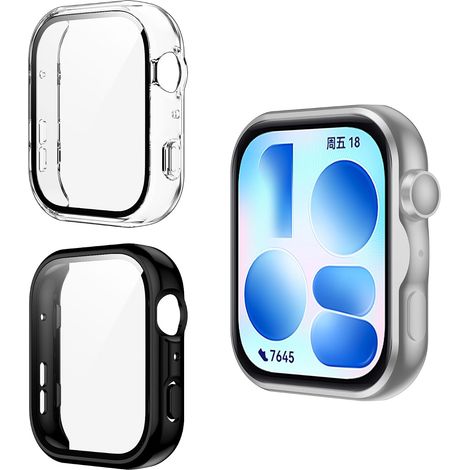 2 Pièces Coque Compatible avec Huawei Watch Fit 5 avec Protection Écran, TPU Haute Transparence Ultra Mince Étui Dur de Anti-Rayures Verre Trempé Écran Coque pour Huawei Watch Fit 5 (1/5)