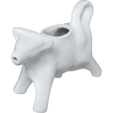 Pot à lait de vache Porcelaine Pot à lait en forme de vache Avec poignée Pichet pour lait à café et crème à café Décoration de table de petit-déjeuner Contenu 125 ml (1/2)