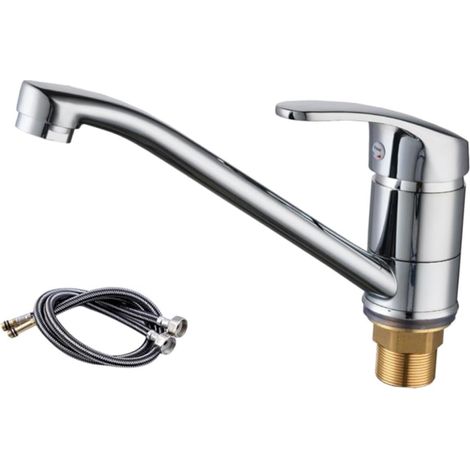 Robinet Mitigeur Lavabo Salle Bain Cuivre Mitigeur Cascade Eau Chaude et Froide Finition Argentée Installation Facile