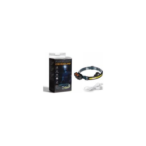 Linterna frontal recargable potente, linterna frontal LED con zoom de 2000 lúmenes con sensor de movimiento, 2200 mAh, 6 modos, linterna frontal COB impermeable de 270° para correr, acampar, andar en 