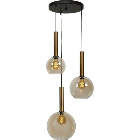 Lampe suspendue noire Bella 3 lumières avec de l'or - 2982-05-10-35-3-111 (1/3)