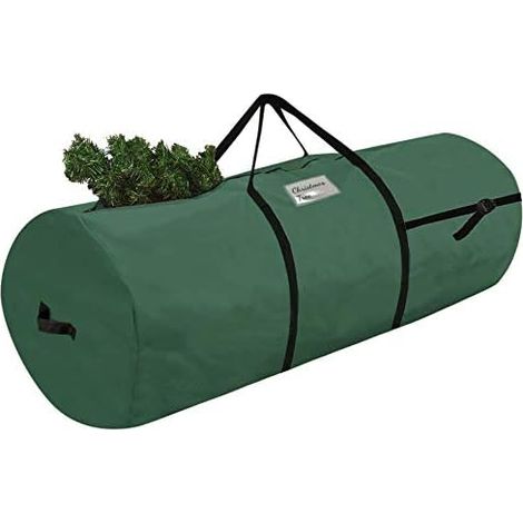 Sac de Rangement pour Sapin Contenir 80-120 cm Taille Variable Résistant avec Poignée, Fermeture à Glissière -Rond Vert [125] (1/4)