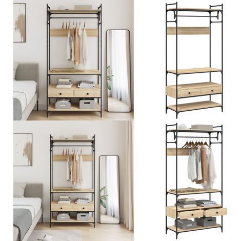 Kleiderständer mit Schubladen Sonoma-Eiche 89x39x184,5 cm - Garderobe - Kleiderschrank - Schuhschrank - Aufbewahrung - Kommode - Home & Living (1/5)