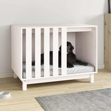 vidaXL Casetta per Cani Bianca 90x60x67 cm in Legno Massello di