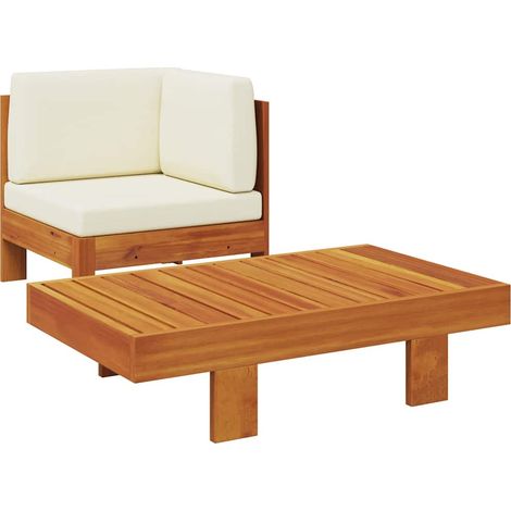 Maison Exclusive - Set Divani Giardino 2 pz Cuscini Bianco Crema in Legno d'Acacia (1/5)