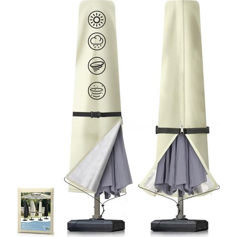 Sonnenschirm Schutzhülle 190cm Beige, Wasserdicht, UV-Beständig, 600D Oxford, für Ampelschirme bis 300cm (1/5)