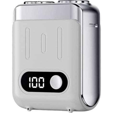 Rasoir Électrique Portable de Voyage avec Affichage Numérique, Rasoir Électrique pour Barbe, Outil de Rasage, Rasoir de Voyage, Argent (1/5)