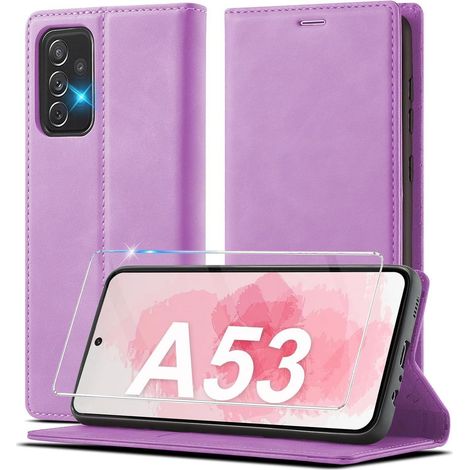 Coque portefeuille à rabat pour Samsung Galaxy A53 5G, violet, avec béquille et porte-cartes (1/5)