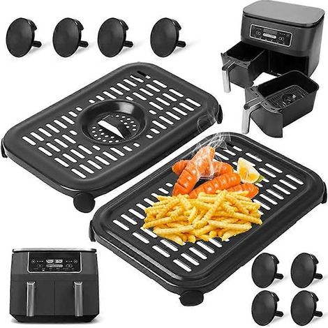 Pièces de rechange pour friteuse à air Ninja Foodi DualZone : plaque de cuisson, grille, plateau, compatible lave-vaisselle. (1/2)