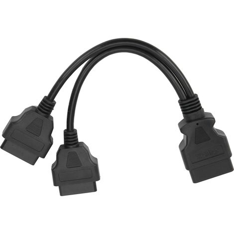Câble OBD2 16 broches, répartiteur d'extension 1 vers 2, adaptateur de connecteur de diagnostic automobile, longueur d'extension de 30 cm (11,8 pouces). (1/5)