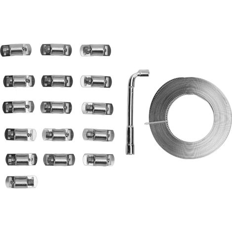 Ortviai Colliers de Serrage en Acier Inoxydable 304 – Kit de 18 Pièces avec 10 m de Sangle Métallique et 8 Fixations Renforcées (1/5)