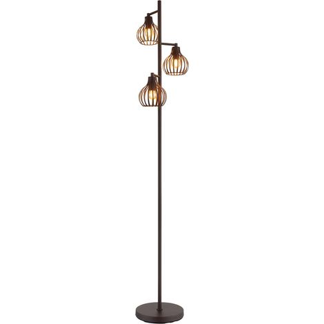 Lampadaire, lampe sur pied, lampe de bureau, métal, couleur rouille, interrupteur au pied, H 161 cm