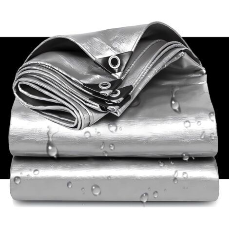 Bâche en Tissu Polyéthylène avec Œillets - 1Mx1M Gris 0,32 mm 180 g/m² Protection Imperméable pour Camion, Piscine, Bois, Meubles de Jardin (1/5)