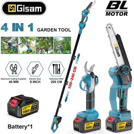 BOMCLAP Cise-tronçonneuse électrique télescopique sans balais 4 en 1, outil de taille de jardin compatible avec les batteries Makita 18V, comprend 1 batterie. (1/5)