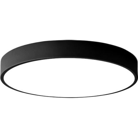 Black LED ceiling light, 30 cm in diameter, 18 watts, modern design, suitable for kitchens, bathrooms and hallways. (1/5)