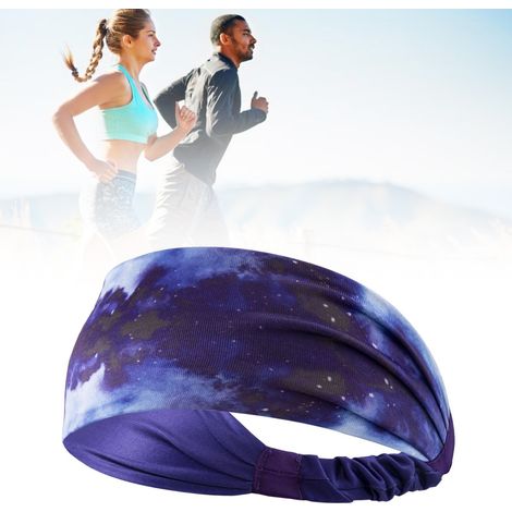 Yoga-Stirnband, stylisches, breites Stirnband mit Batikmuster, atmungsaktiv und schweißableitend, ideal für Fitness, Laufen, Radfahren, blau. (1/4)