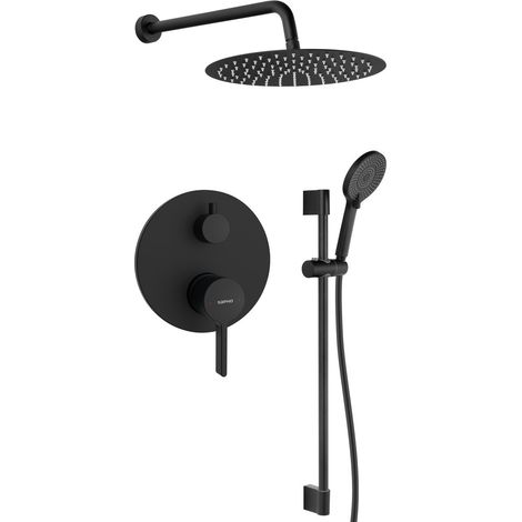 Mitigeur de douche à encastrer ICONIC, 2 sorties, noir mat