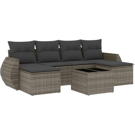 Maison Exclusive - 7-tlg. Garten-Sofagarnitur mit Kissen Grau Pol