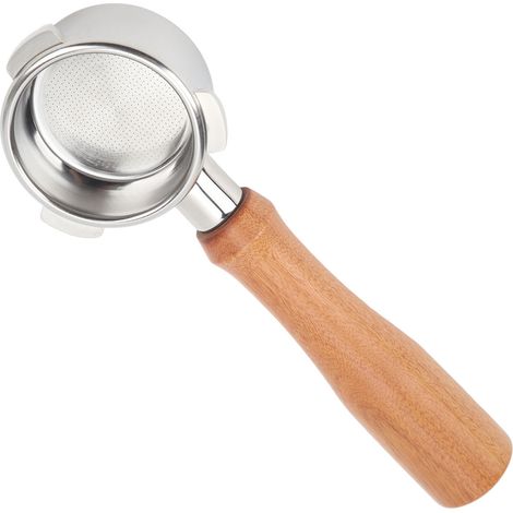 Porte-filtre sans fond en acier inoxydable, porte-filtre manuel nu pour machine à café Breville série 8, 54 mm, finition bois de rose siamois. (1/5)
