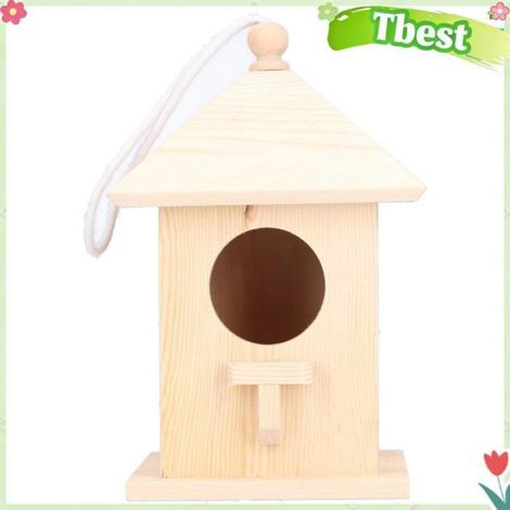 Tbest Maison à oiseaux en bois Nichoir à Oiseaux Rustique en Bois avec Corde Suspendue et Perchoir pour Petits animalerie hygiene (1/5)