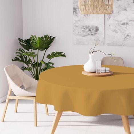Nappe anti-tâches ronde 180 cm ALIX gold, par Soleil d'ocre
