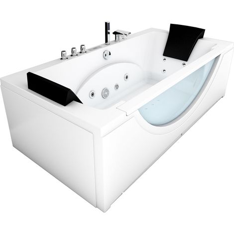 Whirlpool Pool Badewanne Eckwanne Wanne W81H-C 180x90cm passive Schlauch-Reinigung (1/5)
