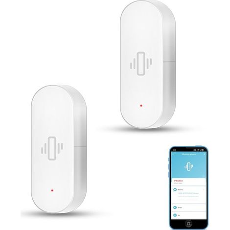 Rilevatore intelligente di rottura vetri e sensore per porte Wi-Fi con allarme tramite app a sensibilità regolabile (confezione da 2). (1/5)