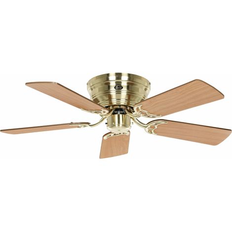 Flush Mount Ceiling Fan Classic Flat III Brushed Brass 103