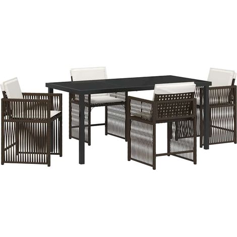 Ensemble de salle à manger pour jardin 5 pcs,Salon de jardin Marron polyrotin CFW63758 (1/5)