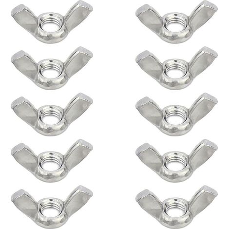 10 Pièces Ecrou Papillon M10 x 1,5, Écrou Ailette M10,Écrous à Oreilles Papillon en Acier Inoxydable,Écrous Papillons,Idéal pour Bricolage,Réparation,Fixation (1/5)