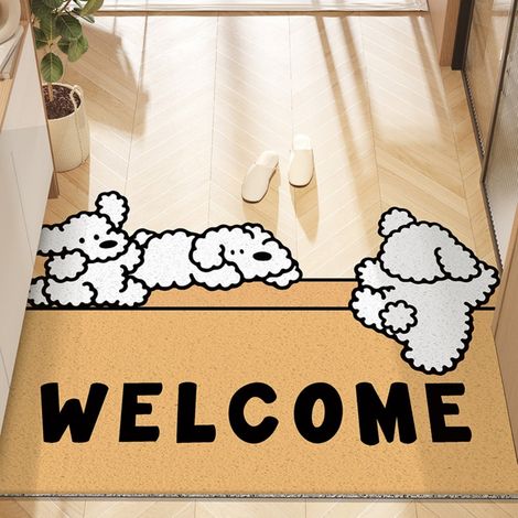 LAN Bienvenue pour jouer avec des boucles de soie de 5080cm Tapis de sol bouclé résistant et durable à l'usure, à motifs d'animaux de dessin animé, découpable, grattant la boue et enlevant la saleté, (1/5)