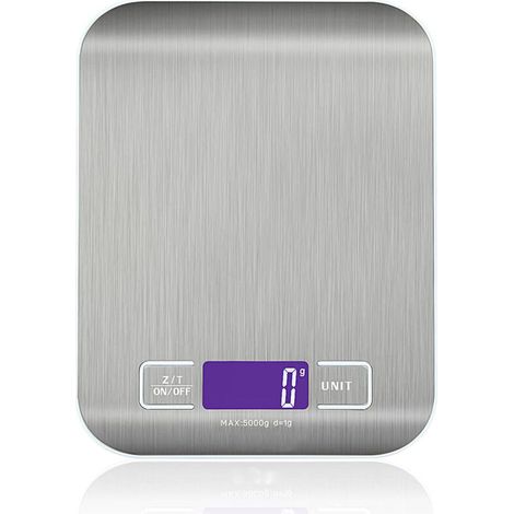 Balance de Cuisine Électronique de Haute Précision 5000g/1g avec Écran LCD Rétroéclairé, 6 Unités et Fonction Tare Acier Inoxydable, Smart Digital, pour Alimentaire Multifonctionnel (1/5)
