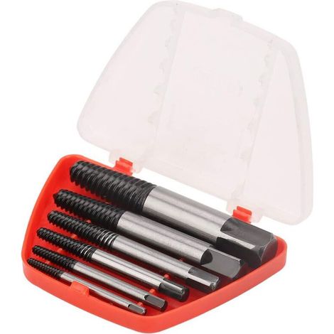 RT-Q06 6 pièces extracteur de vis de boulon endommagé facile à retirer extracteurs de vis cassés ensemble outil de retrait avec Boîte de rangement pour goujons de tuyaux cassés (1/5)