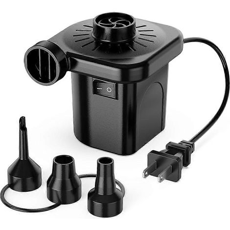 Pompe à air électrique pour objets gonflables, avec 3 embouts, gonfleur/dégonfleur pour le camping et les matelas pneumatiques (États-Unis). (1/5)