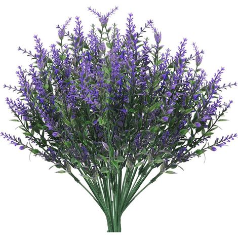 Lot de 8 fleurs de lavande artificielles en plastique pour la décoration de mariage, de maison, de jardin ou de terrasse (KLB)-AquaForge (1/5)