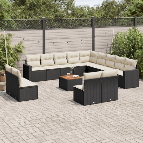 Ensemble de Jardin en Polyrotin Noir 2 Chaises + Table Verre 80x80 cm, Coussins Lavables et Dossiers Réglables, Mobilier Extérieur Durable (1/3)