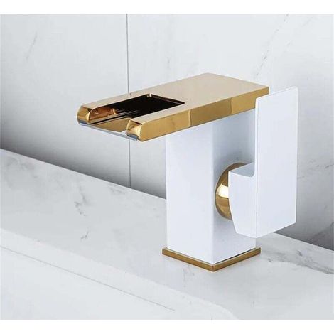 Robinet cascade de salle de bain, robinet cascade à LED, robinet de lavabo à poser, robinet de lavabo hydro en laiton massif (1/2)