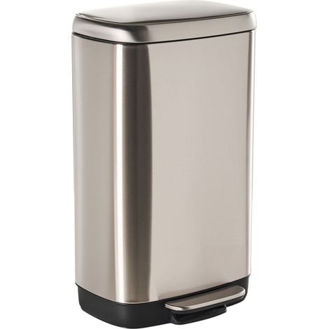 Cestino moderno con pedale e coperchio per cucina in ferro verniciato a polvere in materiale sintetico Argento Ecocollect (1/5)