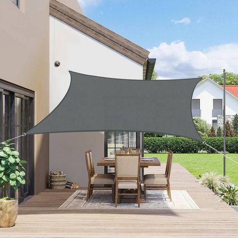 Rectangular shade sail 2 x 3 m, waterproof, UV protection, for terrace, garden, outdoor use, balcony, anthracite grey (1/5)