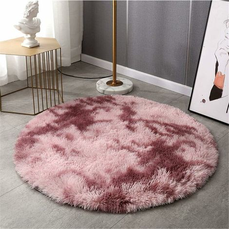 Tapis Moderne Chambre décoration Tapis Moelleux Tapis Moelleux Salon Tapis Rond Doux Salon Tapis antidérapant Chambre Tapis de Sol, Tapis coloré. (Rose, 100x100cm) (1/5)