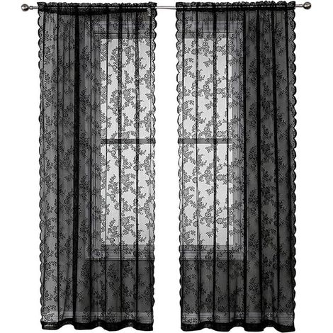Set di 2 tende oscuranti trasparenti con pizzo floreale decorativo, 140x213 cm (1/5)