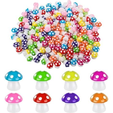 Lot de 100 Petits Champignons en résine colorés pour décoration de la Maison