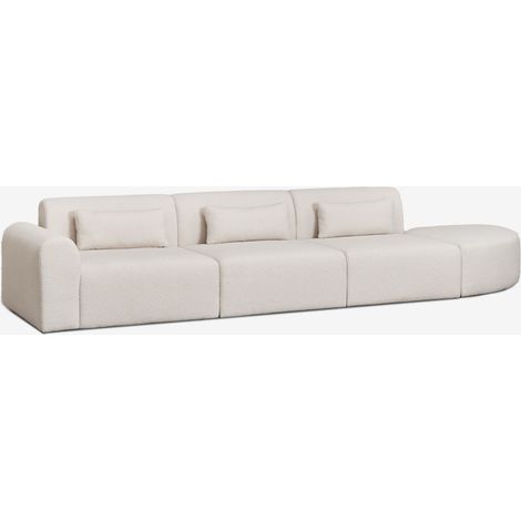 SKLUM 3-teiliges modulares Sofa in der linken Ecke mit dreieckigem Sitzpuff aus Borjan-Lammfell                                   